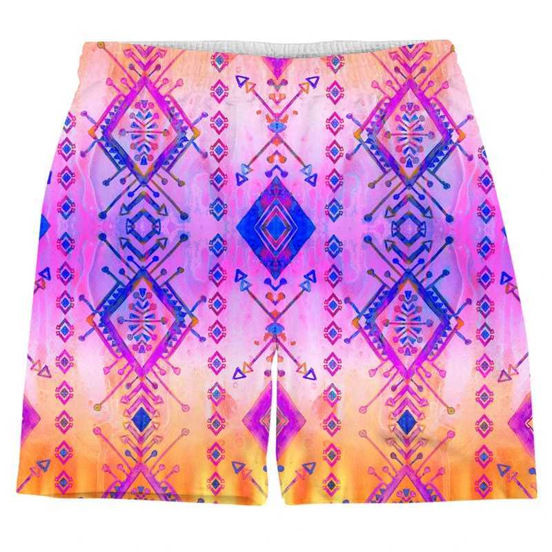3D printed ethnic style pattern beach shorts for men casual and fashionable Hawaiian holiday shorts cool mens quick drying pants X250410