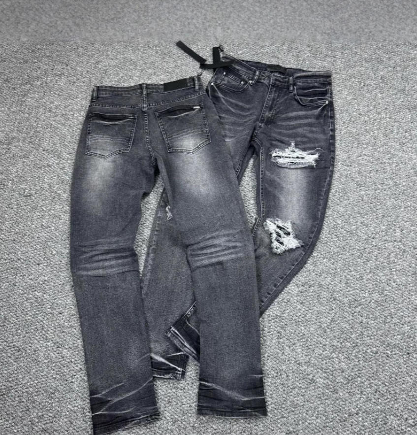 Men's High Street Slim Fit Jeans for men and women Straight Leg Trousers Casual Denim washed Ripped Pants For Men Z260313
