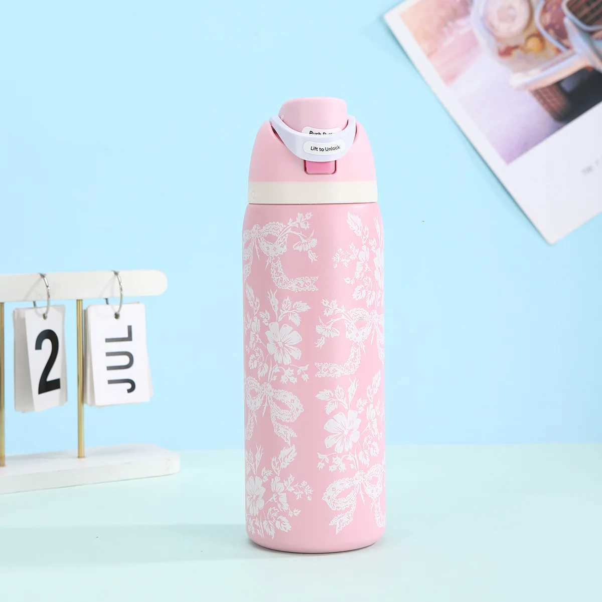 Fashionable cup Creative 32oz -Up Lid Stainless Steel Water Bottle with Straw Insated Leak-Proof Fashionable Outdoor Travel Cup Y251110