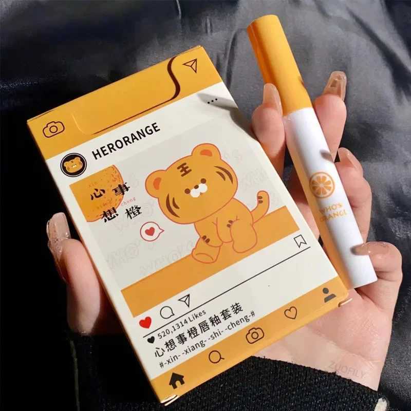 5Pcs Cartoon Cigarette Lipstick Set Long Lasting Moisturizing Lip Glaze Matte Velvet Waterproof Non-stick Cup Lip Gloss CosmeticT251110