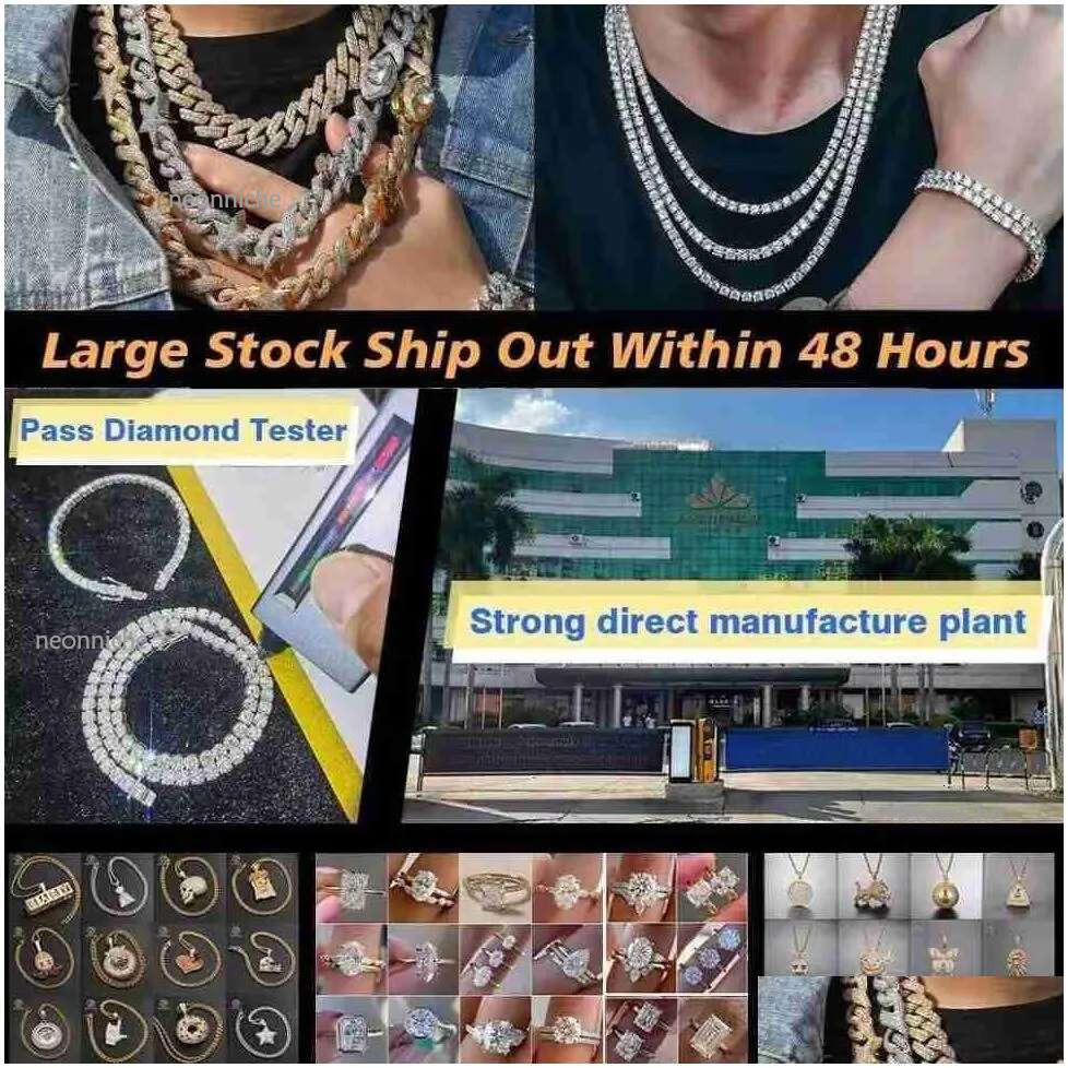 Designer For Women Fashion Hip Hop Sier Vvs Moissanite Dia Necklace Tennis Drop Delivery Pendants Otdyt