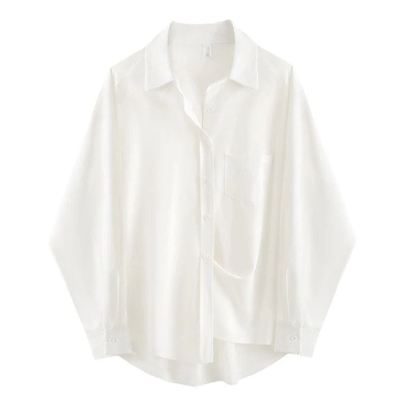 Zadily Spring Minimalist Fashion Super Large Womens White Basic Shirt Long Sleeve Button Loose Womens Seasoning Shirt 250409