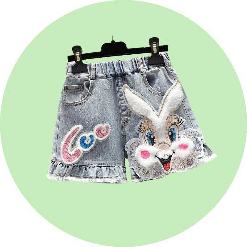 Girls shorts 4-16Y childrens autumn casual pants boys solid color jeans shorts teenagers pants with pockets set Z250410