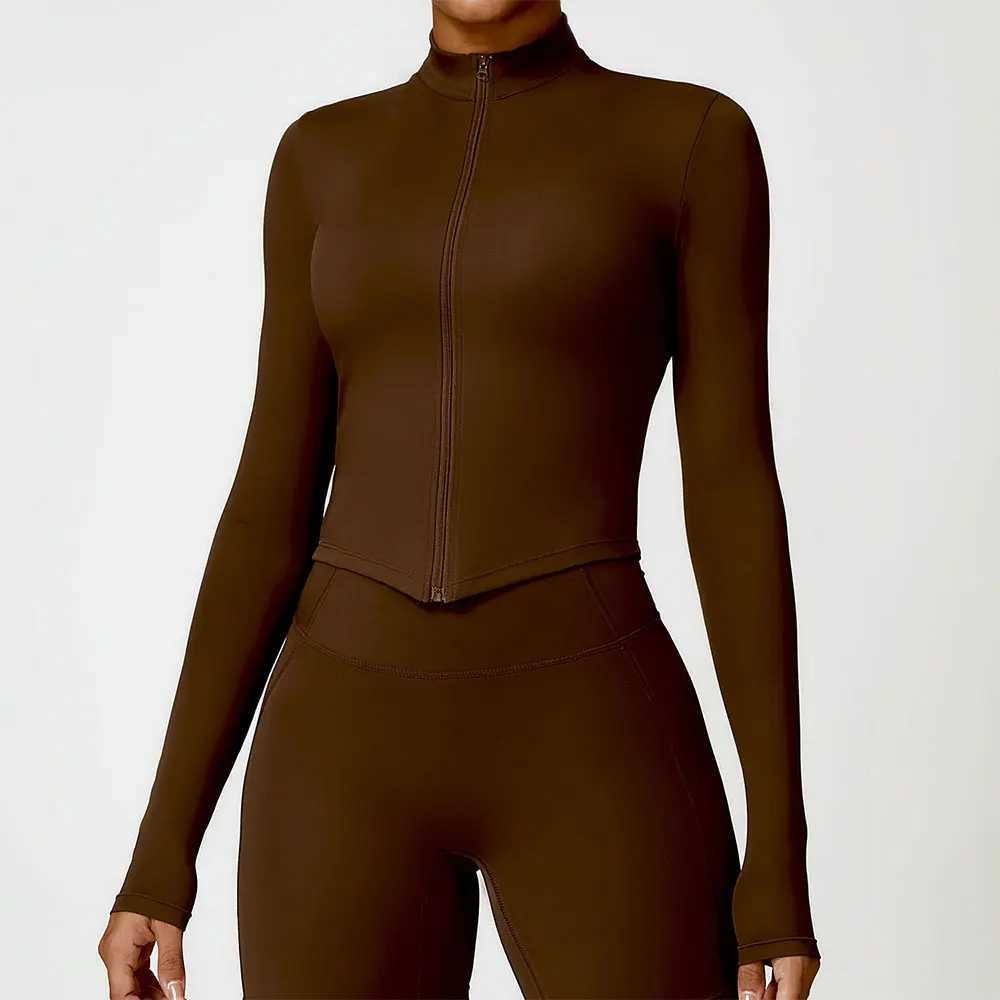 Womens gym sweatshirt long sleeved yoga sweatshirt zipper top gym push up sweatshirt running bike sweatshirtXJ250410