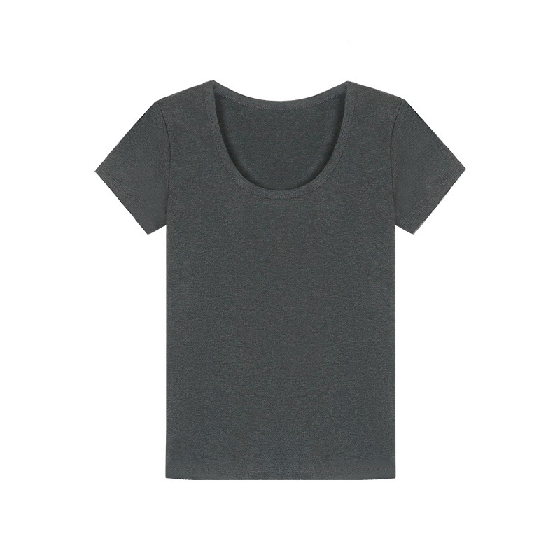 2025S Designer Women s S T shirt U neck Versatile Short Sleeved New Indoor Summer Slim Fit Slimming Front Shoulder Short Sleeved Outdoor Casual Top
