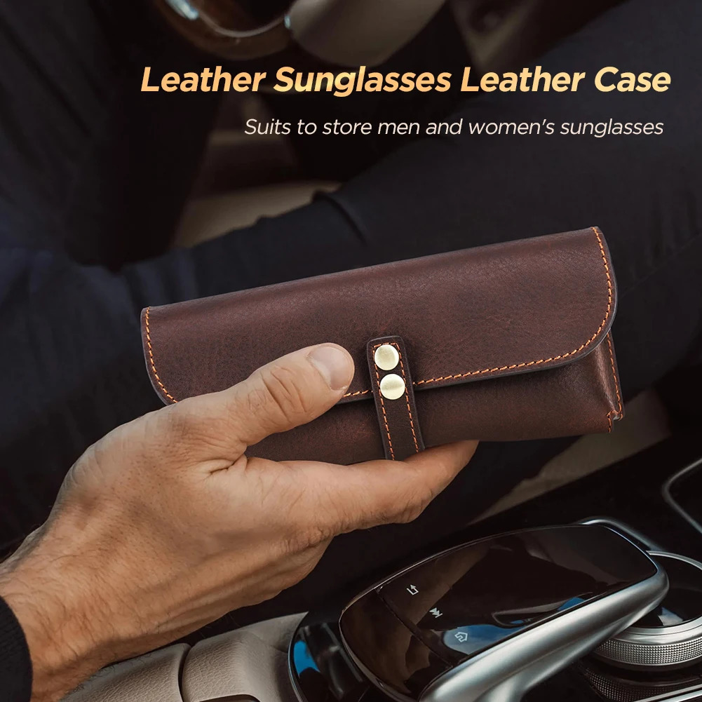 Retro leather glasses case portable glasses bag sunglasses holder mens protective glasses case 250409