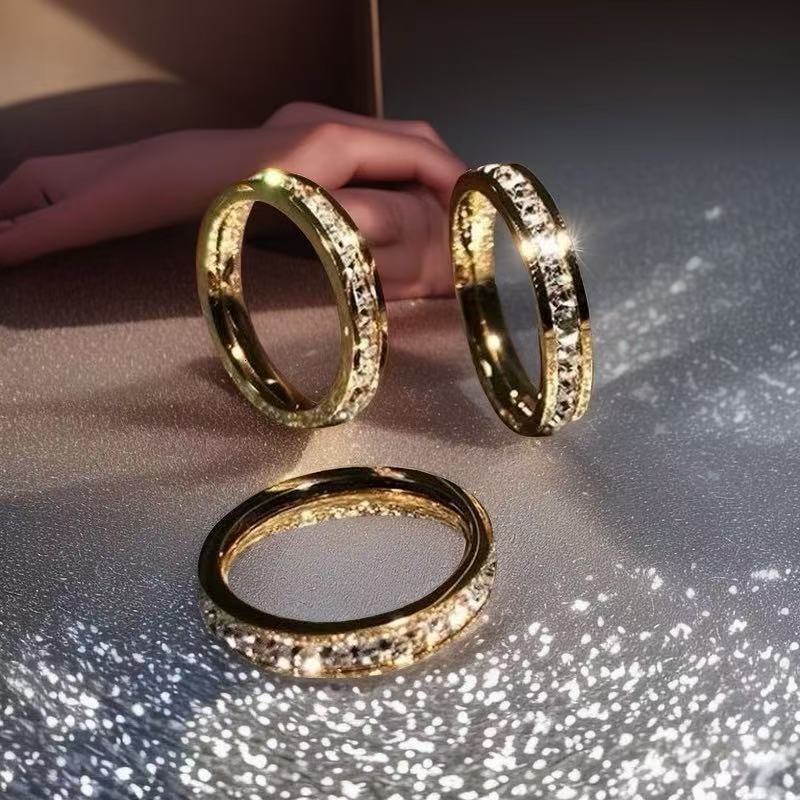 Stainless Steel Ring For Women, Niche High-end Designer Ring Light Luxury, Non-fading, Ins Style, Rose Gold Fashion Ring Starry Sky Design, Women'