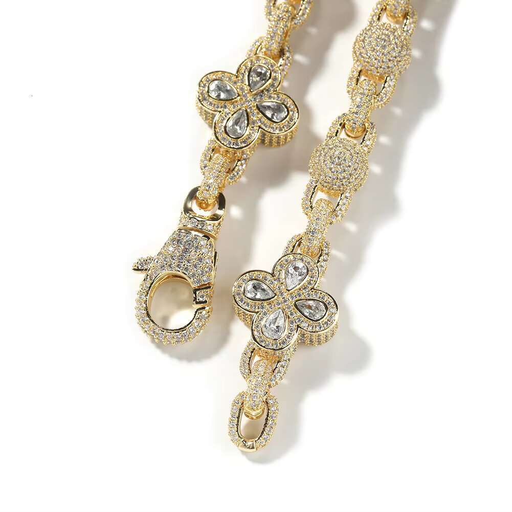 Personality European and American Fashion New Four Leaf Clover Round Ball Bead Necklace Mens Fine Jewelry Body Chain