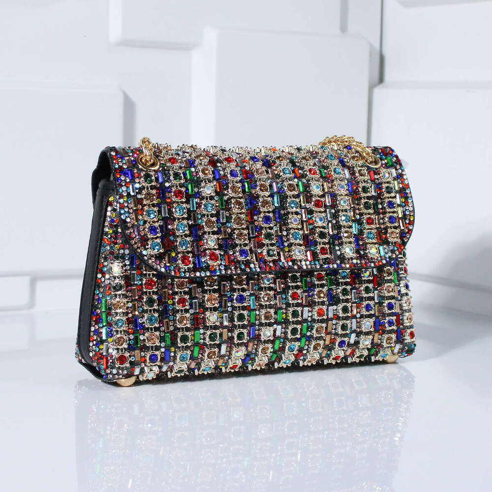 New European American socialite fashion crossbody dinner bag with dia inlaid exquisite and high-end square women's handbag, 2025 temperament vers