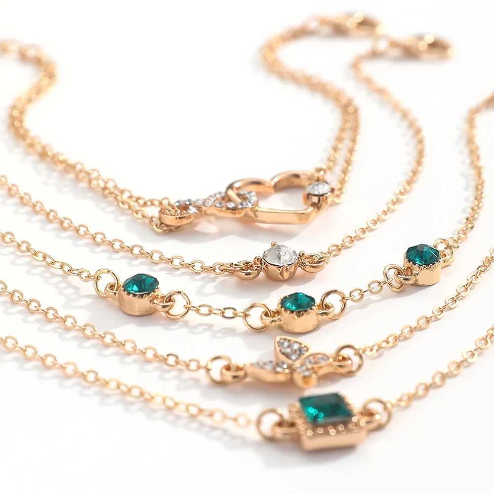 5Pcs/Set Rhinestone Butterfly Heart Love Infinite Decor Imitation Gem Metal Hollow Bracelet For Women For Daily DecorationT251110