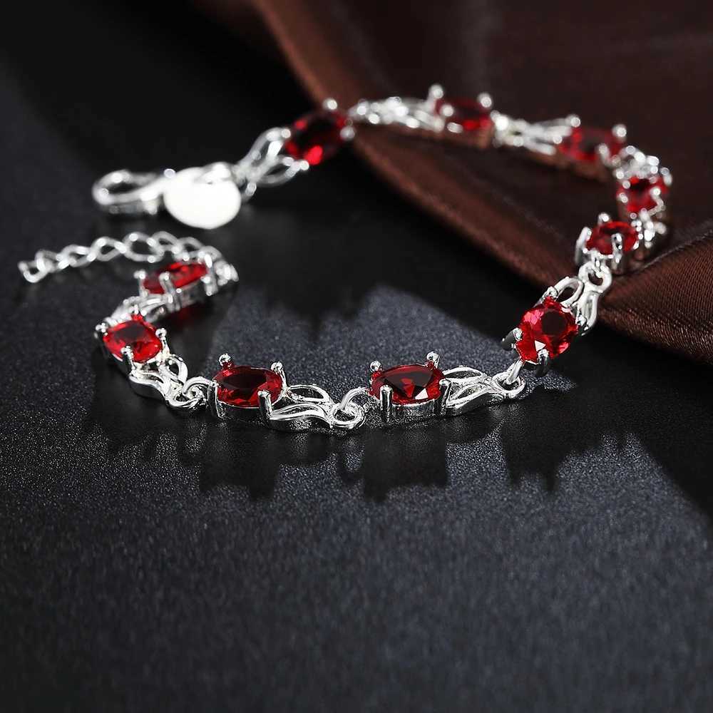 925 Sterling Silver Ruby Sapphire Amethyst Gemstone Bracelets Woman Wedding Jewelry Accessories Wholesale JewelleryT251110