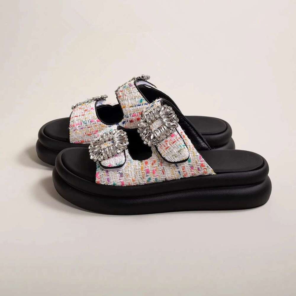 Women's Thick Summer Sole Large Solid Color Slippers Banquet Party Beach Fashion Sandals