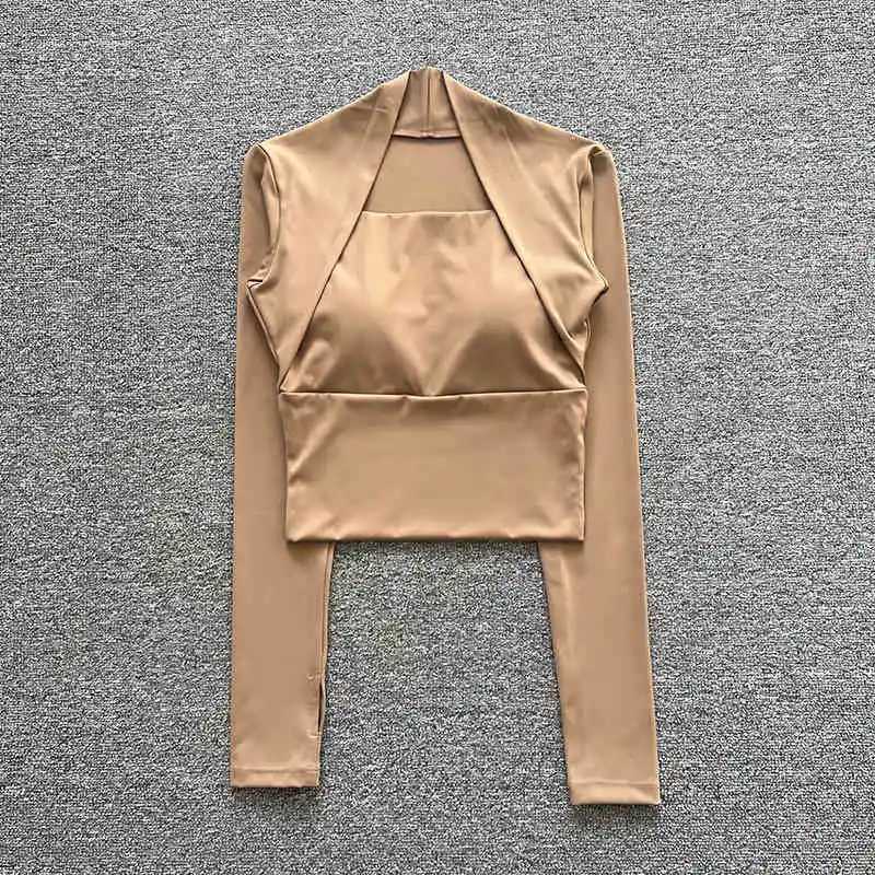 Fitness clothing Solid yoga clothing Womens long sleeved running fitness bra Top activity sportswearXJ250410