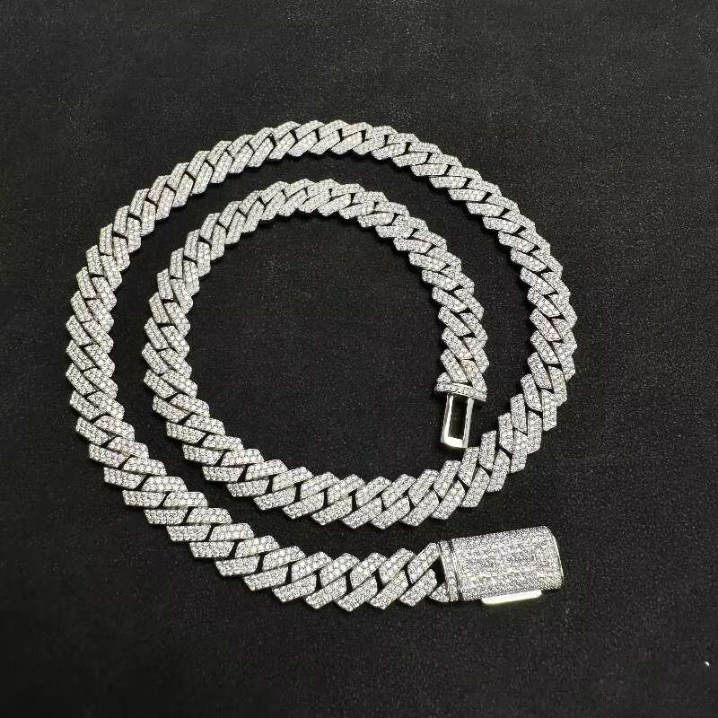 Cuban Chain Necklaces 925 Sterling Silver Cuban Link Chains Mens Iced Out Miami Bling Diamond Hip Hop Jewelry for Women
