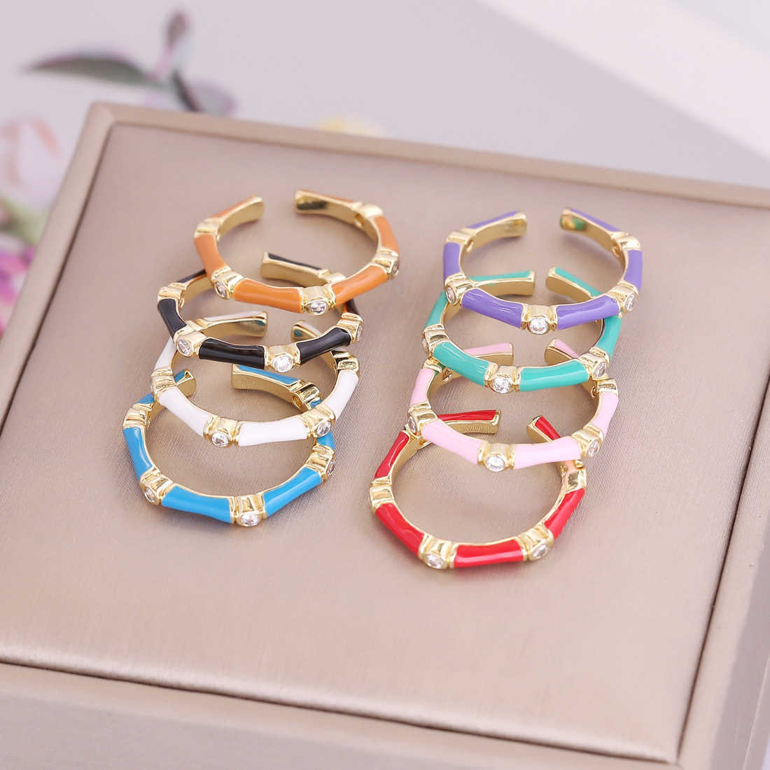Multi-color dripping joint ring women's fashion Instagram hand jewelry vintage set ring J250410