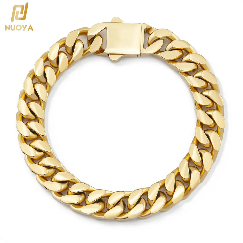 11mm/1m Hip Hop Jewelry 18k Plated Gold Stainless Steel Miami Cuban Bracelet Custom Cuban Link Bracelet Men 250408