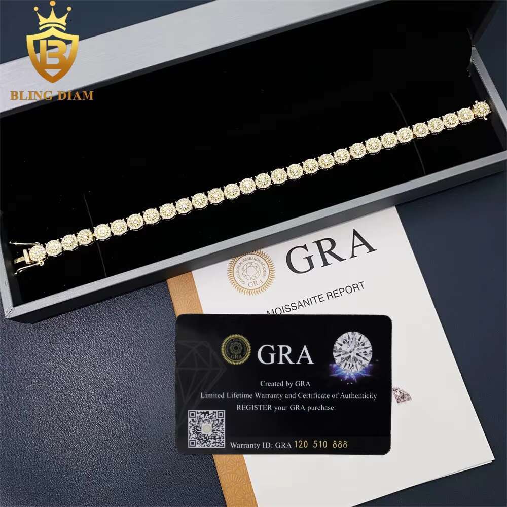 High Quality Hip Hop Hand Cut 925 Sterling Silver VVS Moissanite Cuban Link Chain 7mm Bracelets for Women