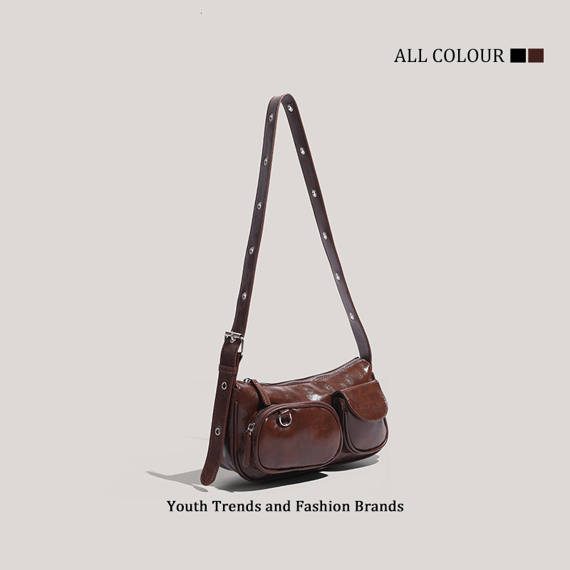 2025S New Model Designer New Ins Niche Personality Multi Pocket Casual Trendy High End Motorcycle Bag Totebag