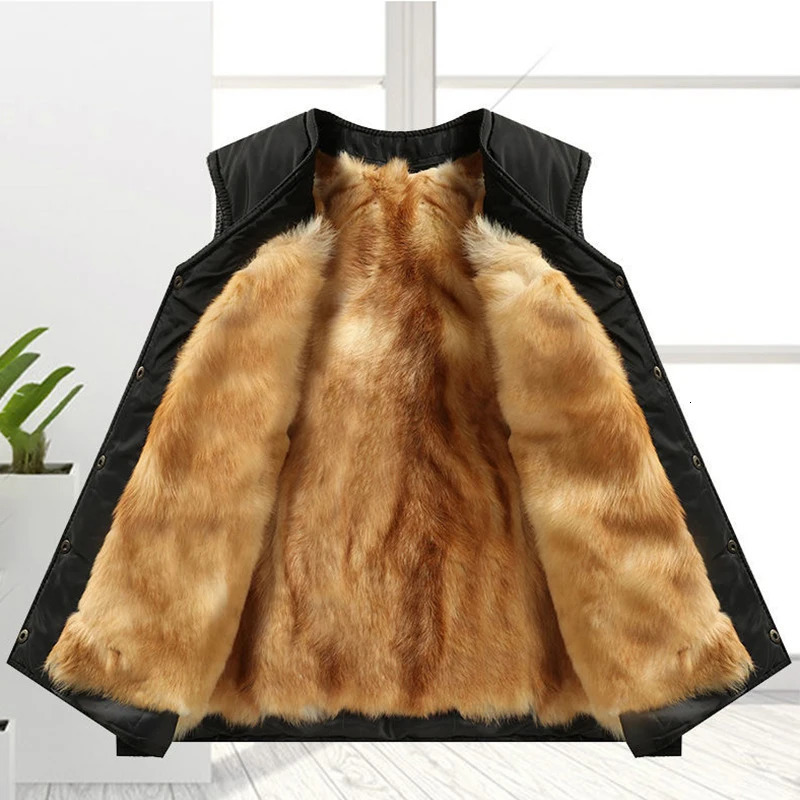 Winter Fur Vest Bodywarmer Men Thicker V-collar Button Zipper Wool Dog Hair Warm Vest Selling Winter Jacket 251105