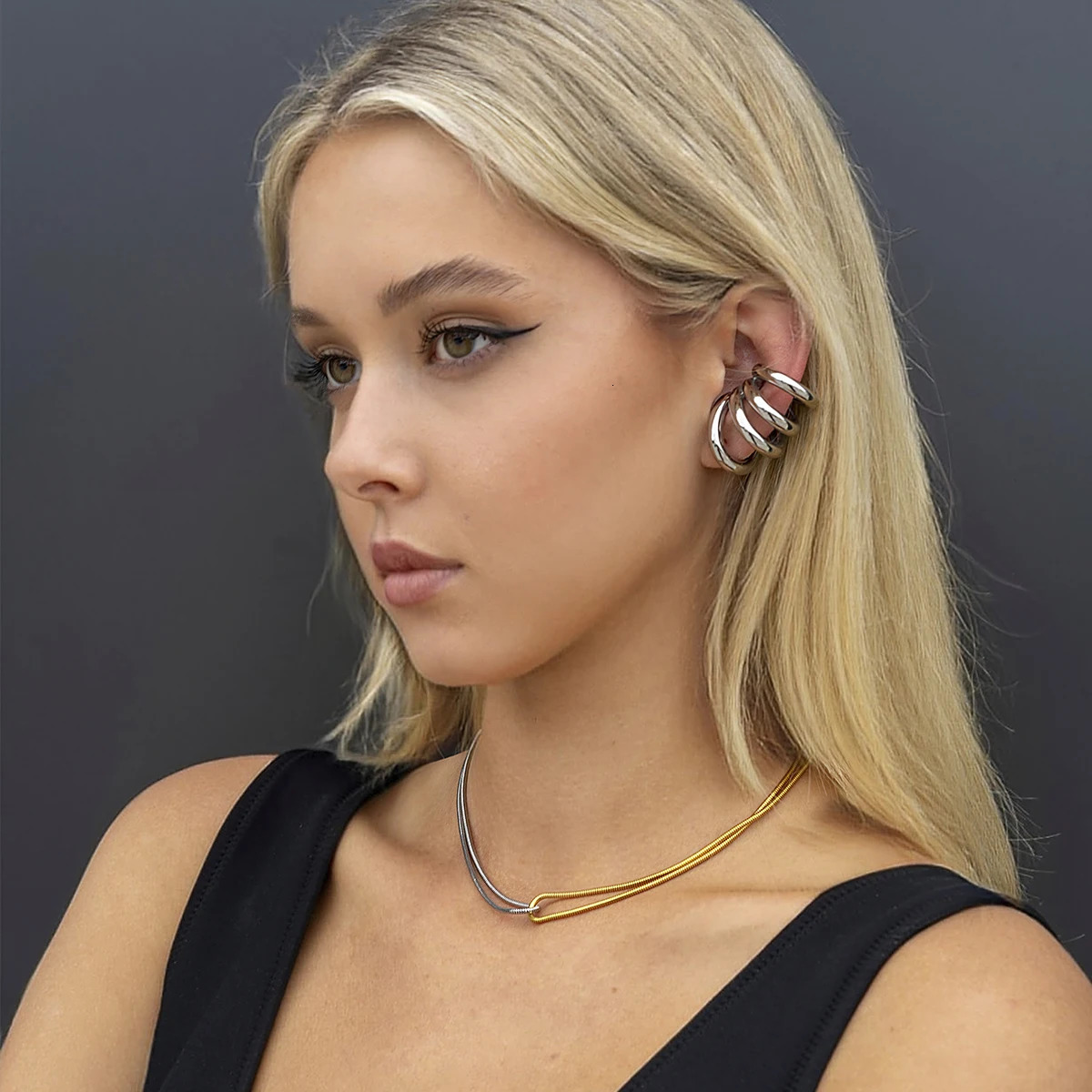 Youthway Gold Four-layer Stainless Steel Earrings Metal Waterproof Unique Fashion Trendy Jewelry Women Gift 250409