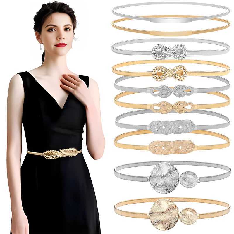 Wens Metal Tight Waistband DressGold Elastic Thin WaistbandElastic Dress Waistband X250410
