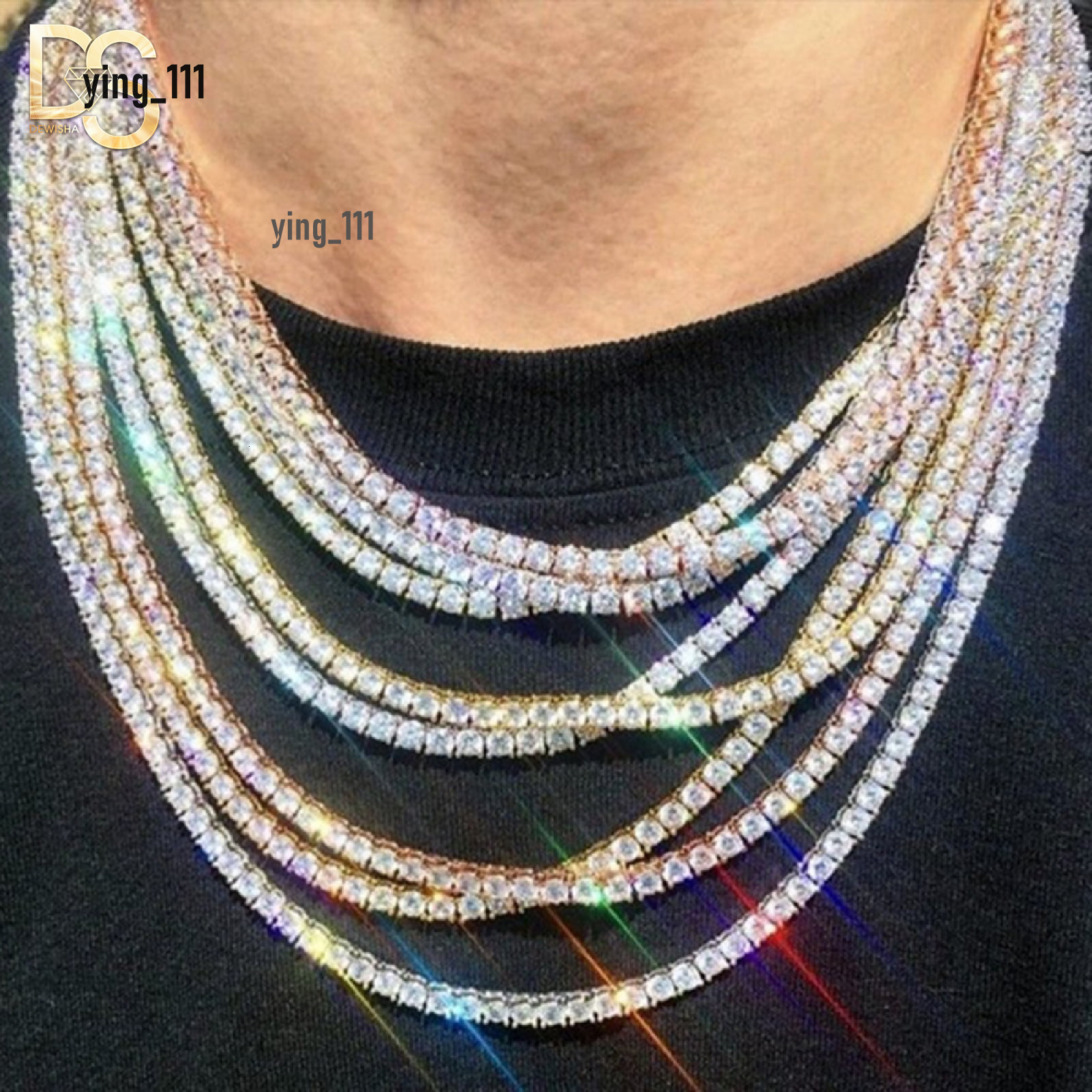 Factory Wholesale Cheap Price Hip Hop 925 Sterling Silver VVS Moissanites Diamond Necklace Moissanite Tennis Chain