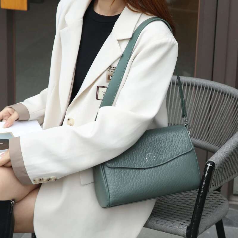 Bubble-Textured Genuine Leather Crossbody Bag - Chic & Timeless Shoulder Purse For Women, Everyday Essentials Carrier