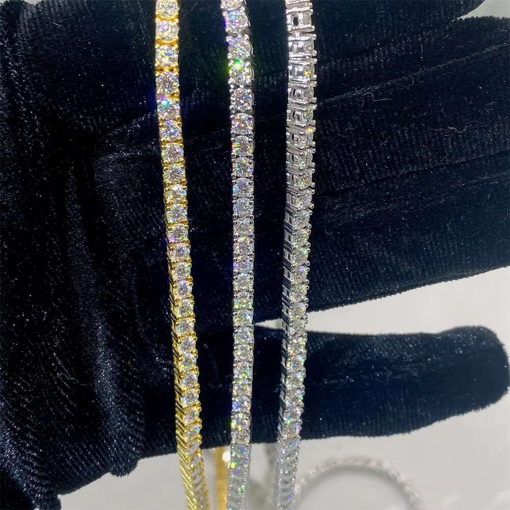 Hip Hop Tennis Necklace Jewelry Ready to Ship 34MM Width Chain Iced Out Moissanite Diamond Tennis Chain