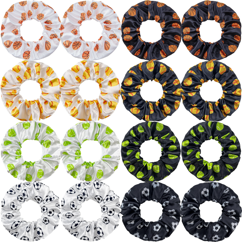 Scrunchy Hairbands Large Intestine Scrunchie Ponytail Rope Vintage Volleyball Tennis Basketball Soccer Softball Printed Hair Ring Accesorios M1134