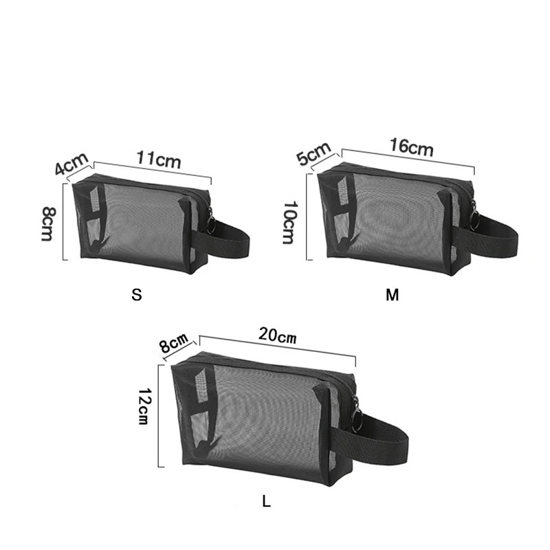 Black Layer Travel Cosmetic Bag Large Capacity Mesh Makeup Storage Pouch Toiletries Bags 251110