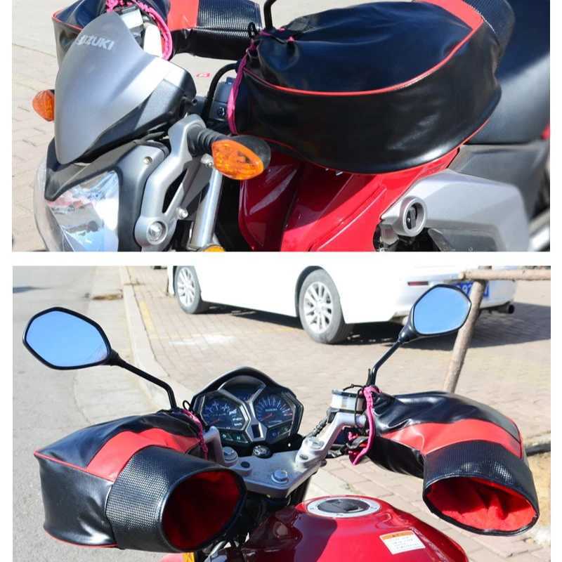 1Pair Motorcycle Handlebar Cover Winter Battery Bike Windshield Gloves Windproof Warm Handle Thickened Reflective Strip S25118{category}
