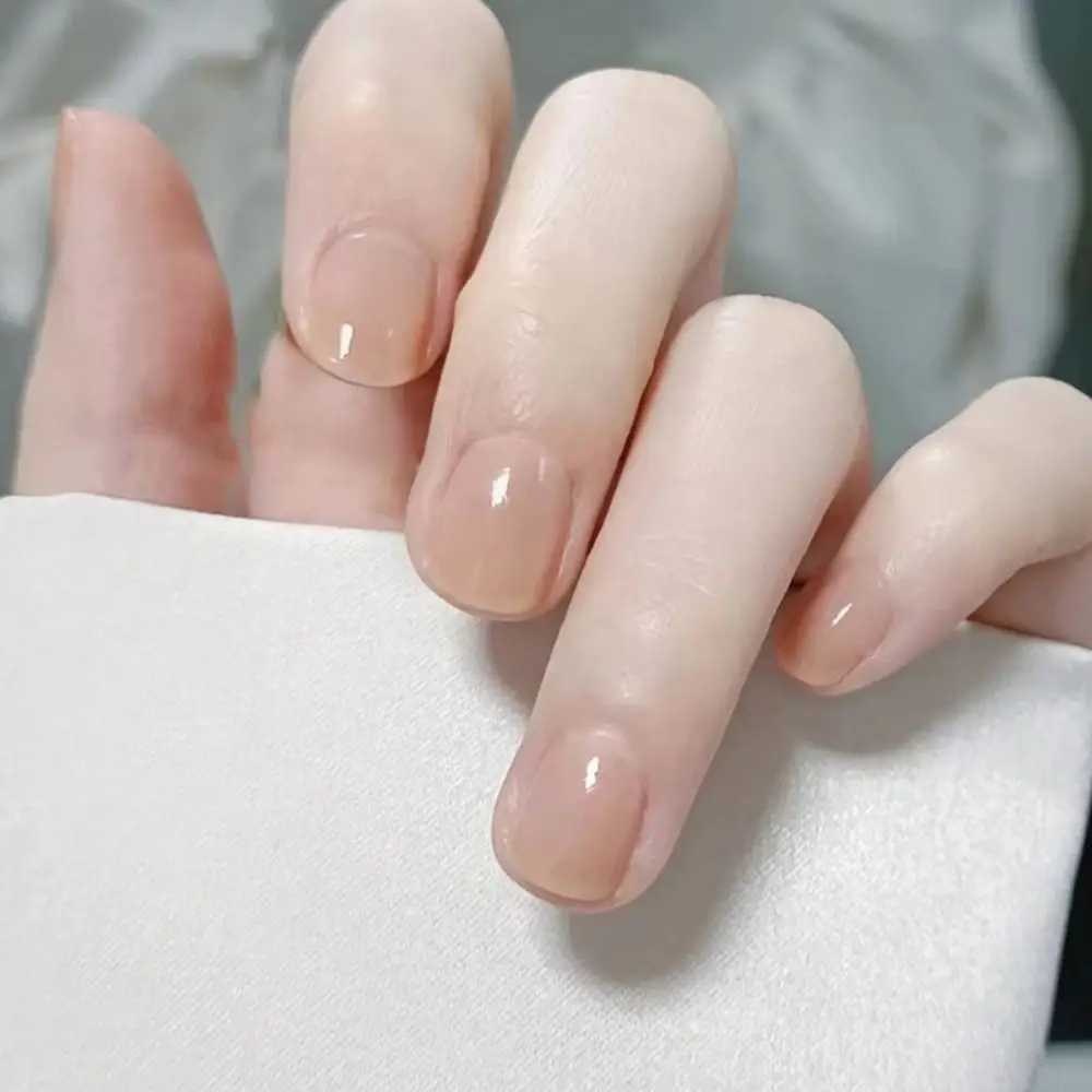 French Simple Style Fake Nail Short Round Fake Nail Full Cover DIY Nail Tip for Salon Removable DIY Processing Tool W250410
