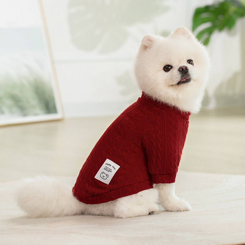 Free shipping Pet Supplies Dog Coats Jackets Autumn Winter New Pet Solid Color Knitted Sweater Fashion Small Medium sized Dog Cat Clothes