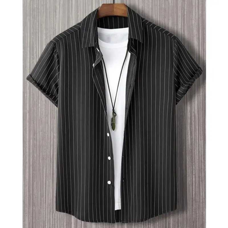 Hawaiian mens shirt 3D striped print high-quality mens clothing loose and excessive summer casual short sleeved bloom X250410