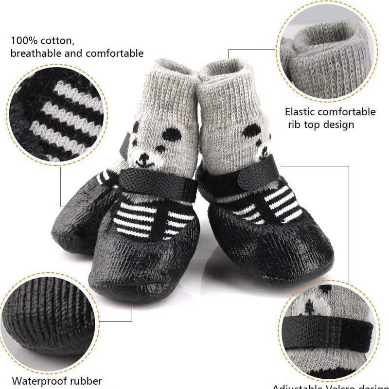 New Arrival 4 pieces/batch of winter warm dog socks anti slip rain boots waterproof dog Chihuahua dog shoes Z250409