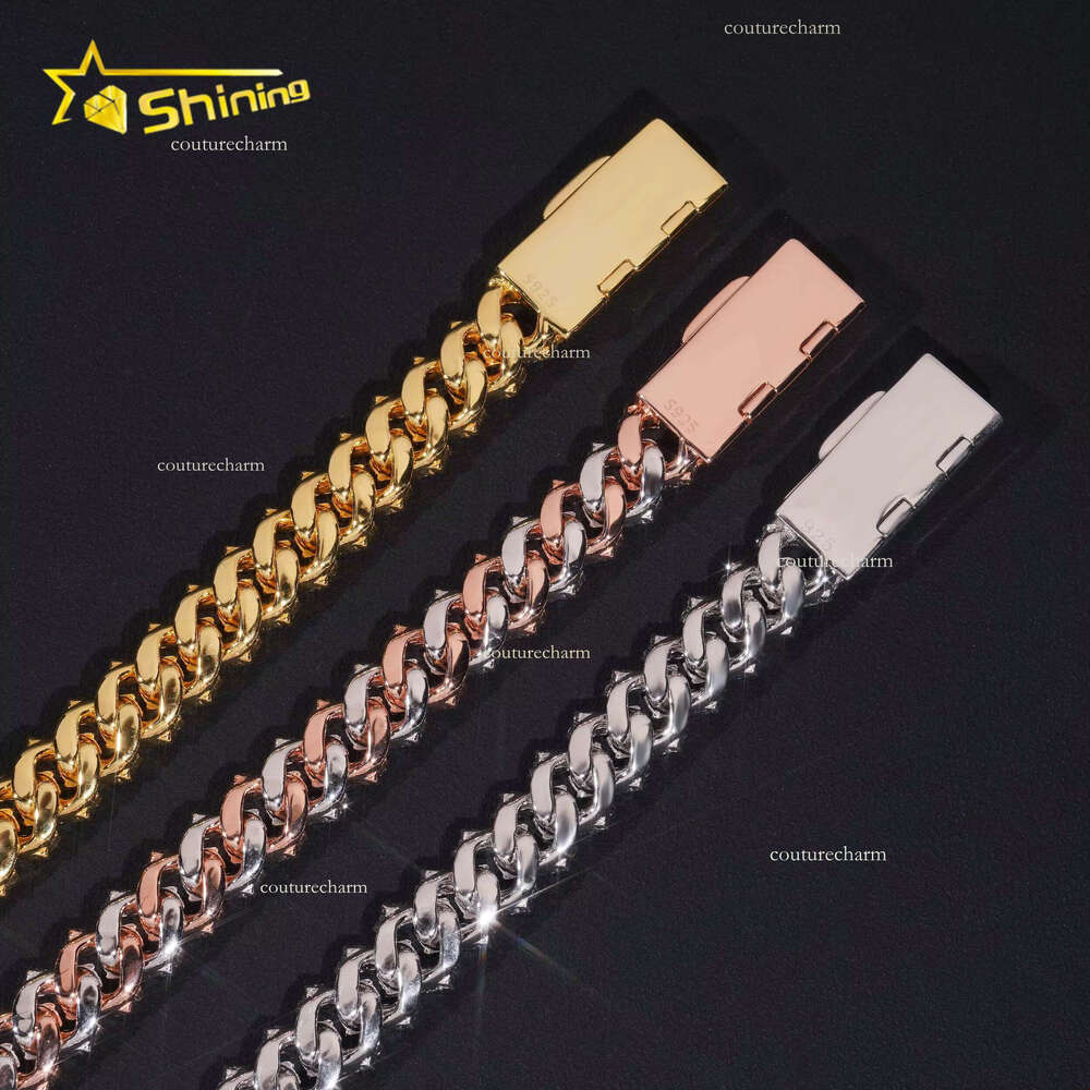 Promotion Factory Price Hip Hop Jewelry 12mm Solid Sterg Sier Gold Plated GRA VVS Iced Out Moissanite Cuban k Chain