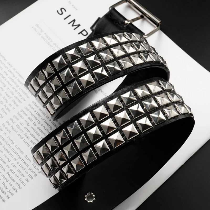 Trend Rivet Belt Heavy Metal Belt Mens Bun Punk Nightclub Rock Style Belt Jeans Belt Y2K Belt Fashion Decoration Belt X250410