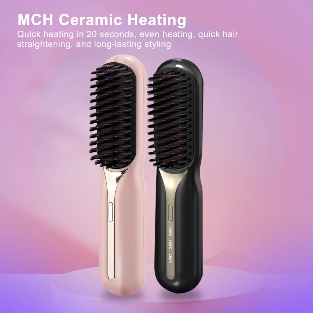 Cordless Hair Straightener Heating Comb Professional Electric Brush for Hair Smoothing Iron Negative Ion Nourish Hair Care 251107