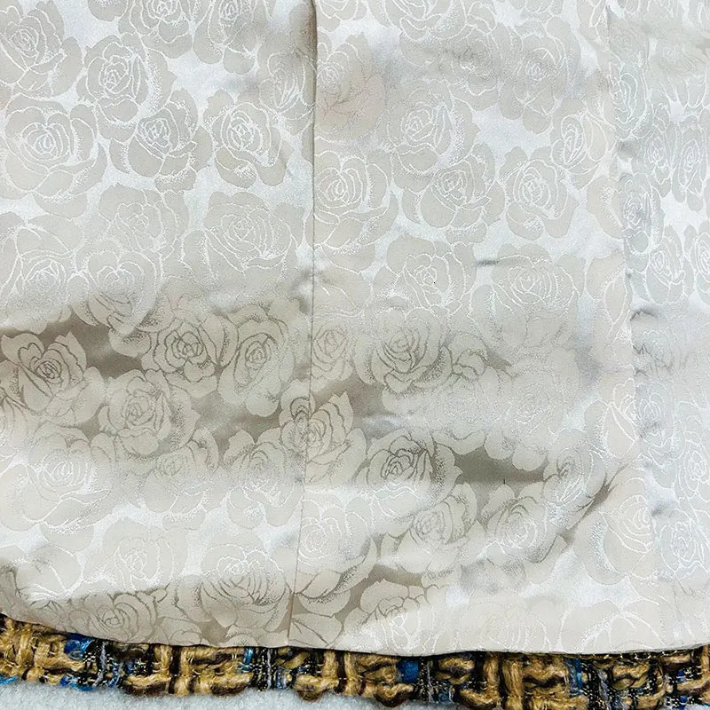 fashionable round neck contrasting color celebrity highend temperament n casual tweed jacket 251110