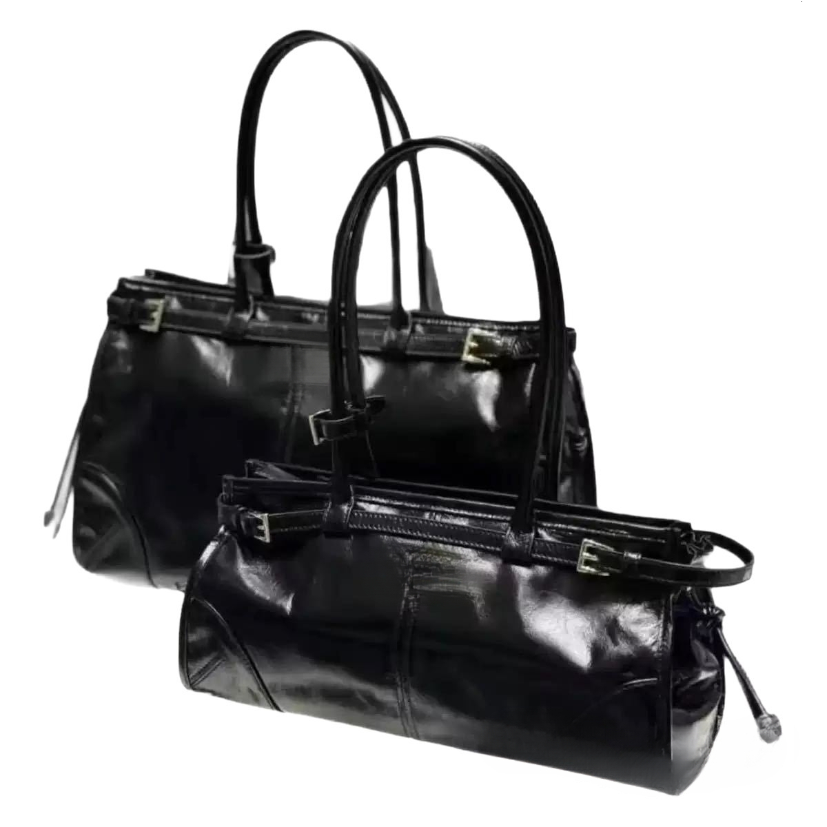 New Black Fashion Trendy Designer Bag Oil Wax Leather Exquisite Luxury Handbag Soft Leather Underarm Bag Spicy Girl Motorcycle Bag Women Shoulder Bag