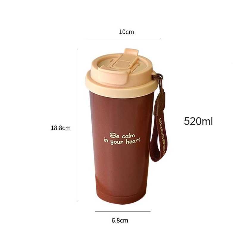 Fashionable cup Luxury Thermal Coffee Cups Ceramic Portable Water Bottle With Straw Stainless Steel Tea Thermos Bottle Wen Men Gift Y251110