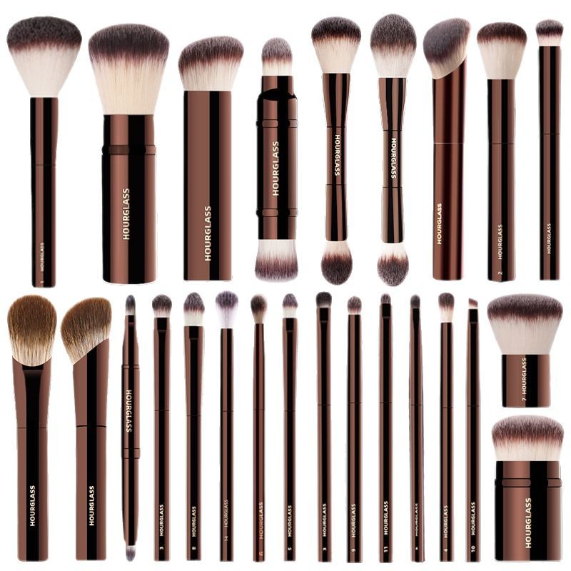 Hourglass Makeup Brushes Vegan Powder Blush Foundation Contour Highlight Concealer Blending FINISHING Retractable Cosmetics Tools Best-selling Large Brush