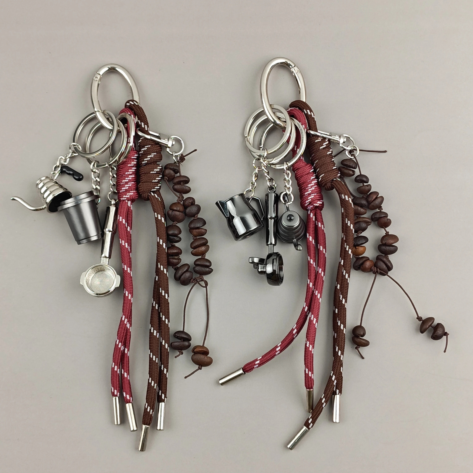 Creative Coffee Theme Bag Pendant Fashion Bag Charm Keychain Coffee Beans Ckewers Accessories Birthday Gift 250409