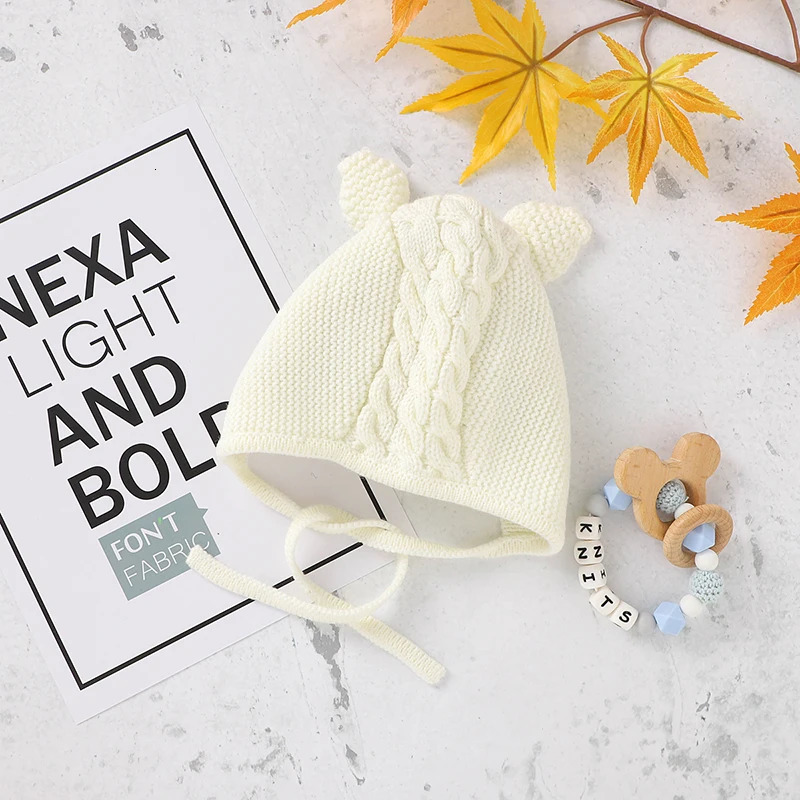 Baby Hats Knit Infant Boy Girl Bonnet Fashion Cute Ears Adjustable born Kid Cap 024M Children Clothing Accessories Warm Fall 251103