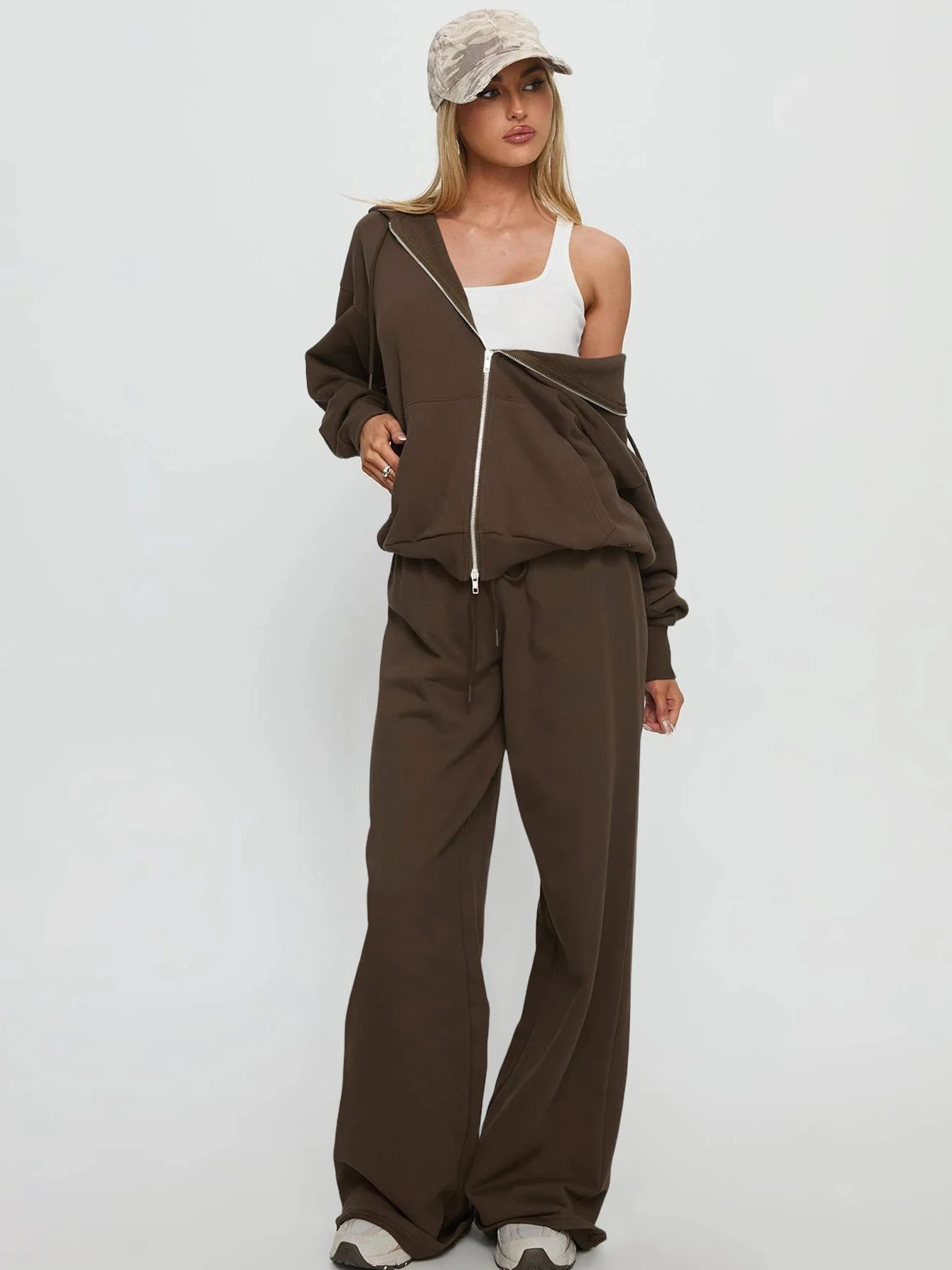 Dulzura Fashion Elegant Casual 2 Piece Sweatshirt Set Long Sleeve Zipper Slim Hoodie Long Pants Matching Set Party Street Outfit 251106