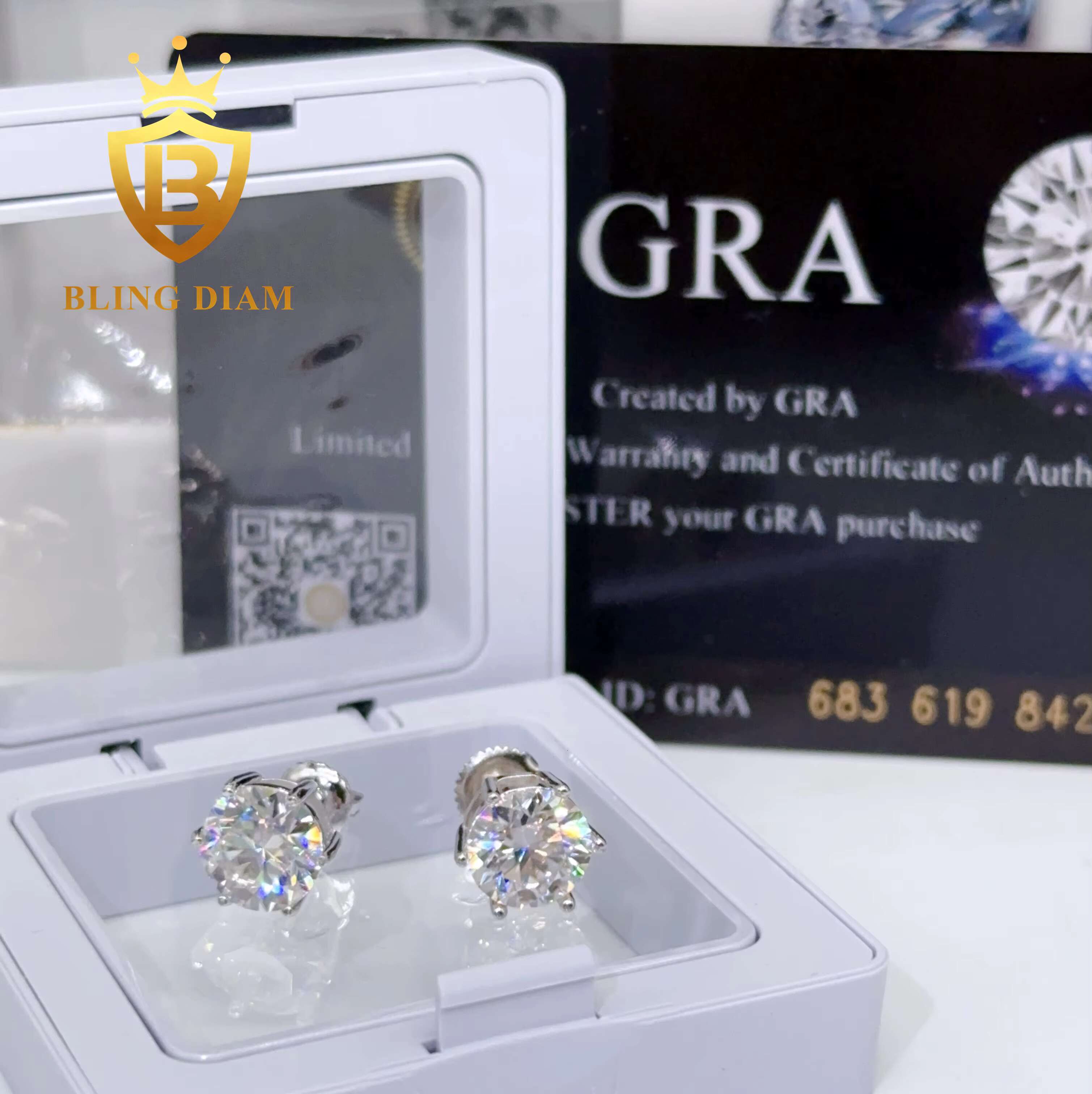 Dropshipping Pass Diamond Tester Sterling 925 Silver 6prong 4mm 5mm 6mm 7mm 8mm 9mm Moissanite Diamond Screw Back Stud Earrings