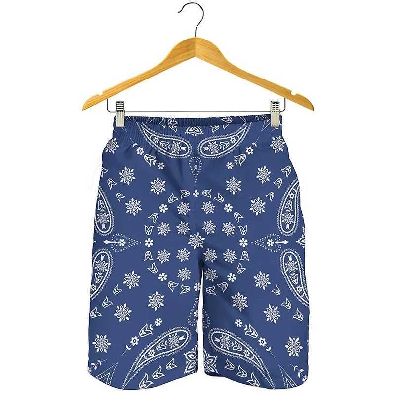 3D printed black Paisley Bandana pattern mens fast drying ultra wide beach shorts mens swimming shorts X250410