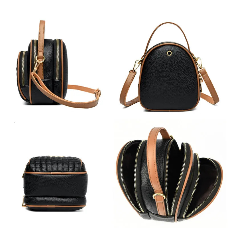 Casual Women Shoulder Messenger Bag Fashion Color Blocking Leather Multi Layer Zipper Handbags Lady Travel Mobile Bag and Wallet R251110