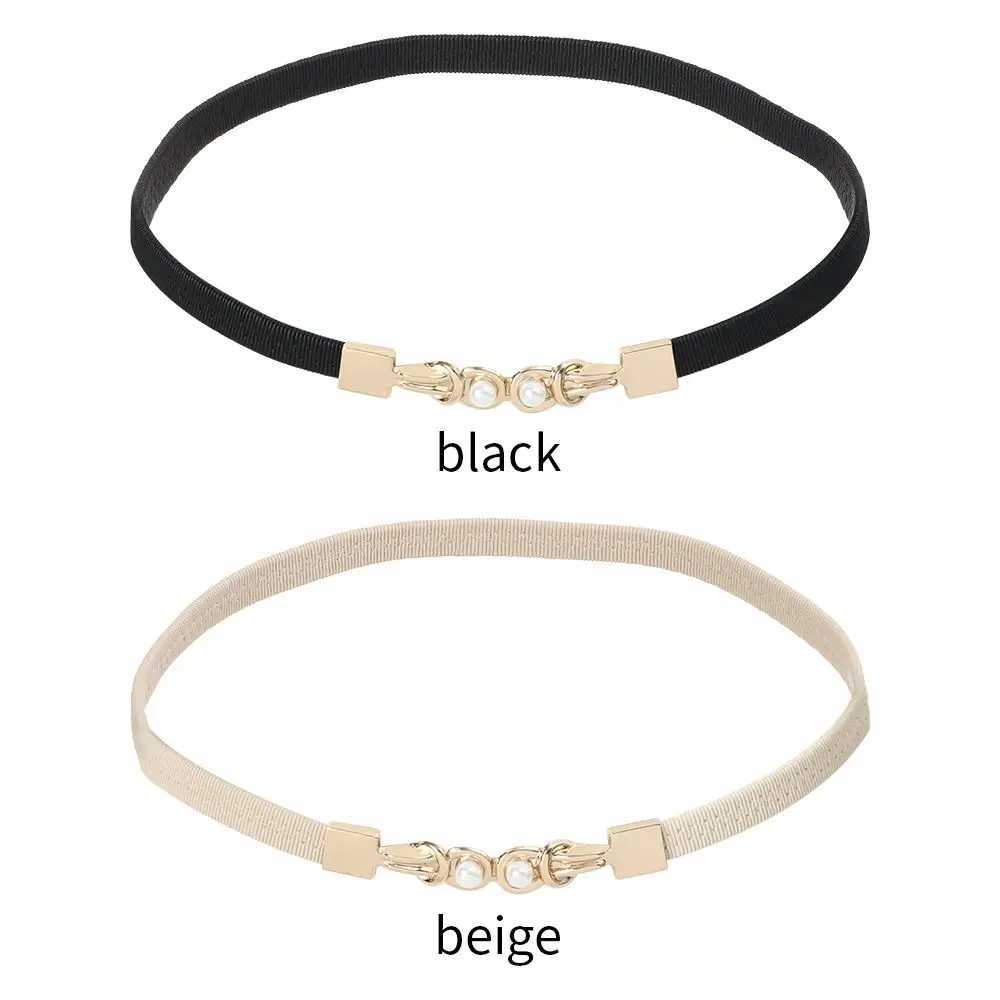 Clothing decoration casual pearl double buckle elastic decorative waistband elastic waistband X250410