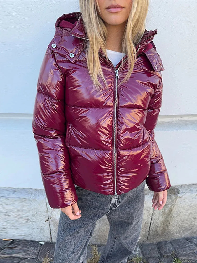 Solid Zipper Drawstring Puffer Jacket Quilted Water Resistant Loose 2025 Winter Warm Women Outerwear Daily Causal Lady Coat 251107